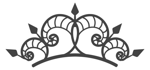Floral tiara icon. Fancy swirl line ornament © vectortatu