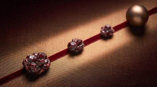 Diagonal garnet and velvet holiday journey on bronze