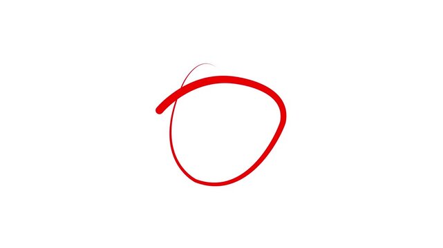 Hand drawn red circle marker stroke with thin tail accent for highlighting, document review, and emphasis