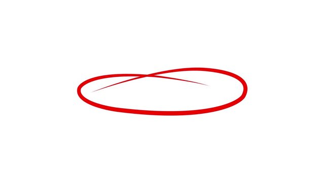 Hand drawn red circle marker stroke with thin tail accent for highlighting, document review, and emphasis