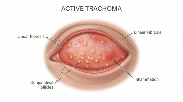 Active Trachoma Infection in Everted Eyelid Anatomy