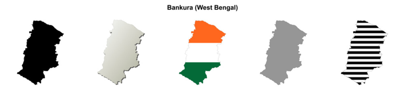 Bankura (West Bengal) blank outline map set