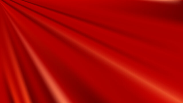 Red silk background. Draped satin fabric. Smooth flowing folds.