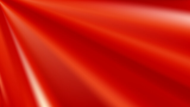 Red silk background. Draped satin fabric. Smooth flowing folds.