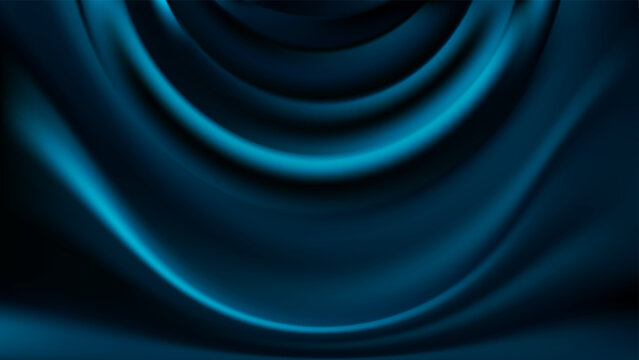 Deep sapphire satin drapery. Flowing blue folds