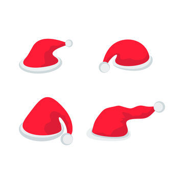 Santa Claus red white hat. Festive Santa cap