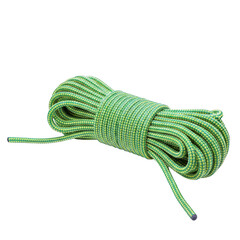 Coiled green braided rope with black ends © Insights