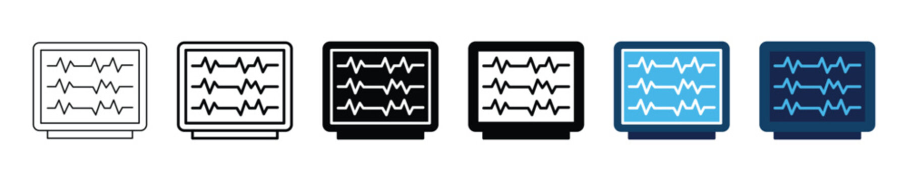 ICU patient monitor cardiogram screen icon, vector illustration