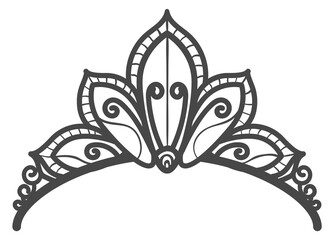 Luxury tiara. Royal jewellery black line element © vectortatu