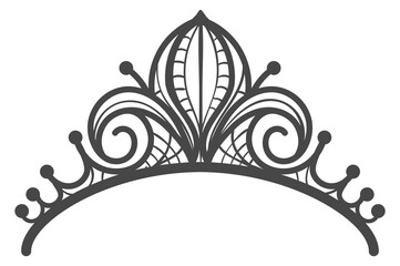 Obraz premium Ornate diadem black decoration. Hand drawn tiara
