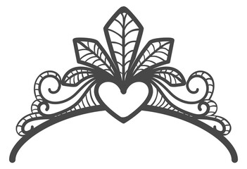 Obraz premium Heart jewel tiara hand drawn decorative element