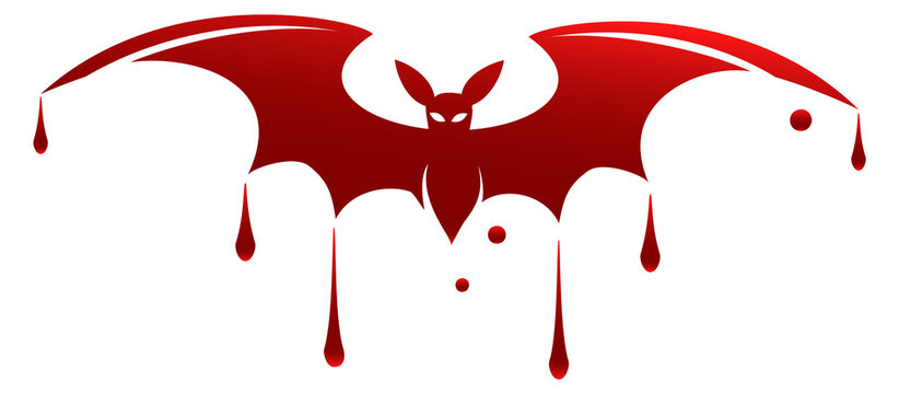 Bat silhouette with dripping blood. Halloween scary decoration