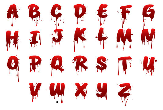 Blood dripping alphabet. Scary font. Halloween letters