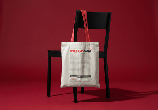 Tote Bag on Chair Brand Design Mockup