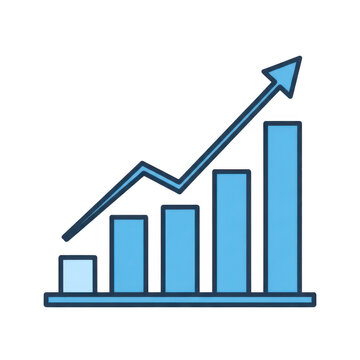 Growth trend bar chart with upward arrow