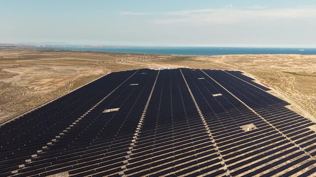 Ecology solar power station panels in the fields green energy. Landscape electrical innovation nature environment