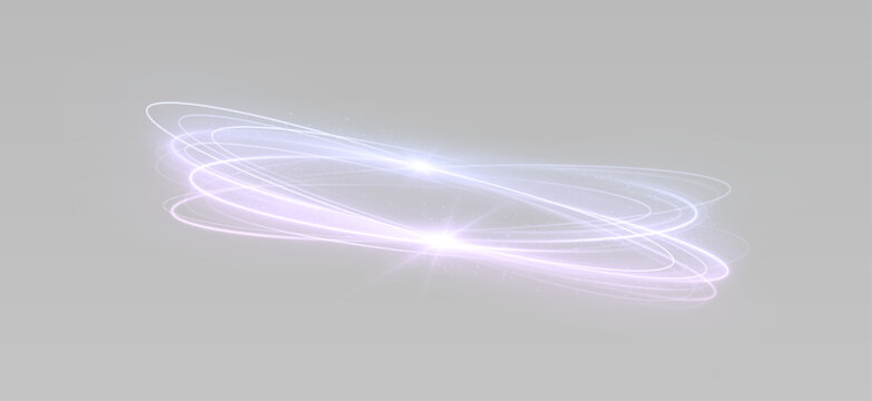 Powerful neon light swirl with electric trail and bright flare.