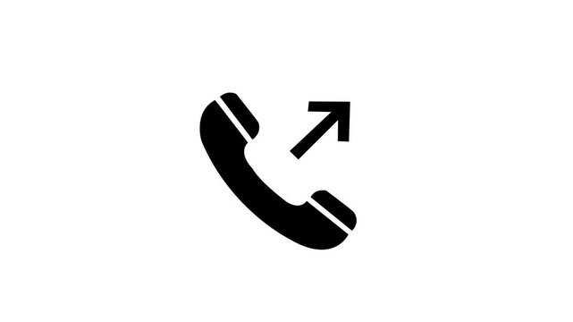 Solid black outgoing call handset icon with upward right arrow for phone log and dialer interface