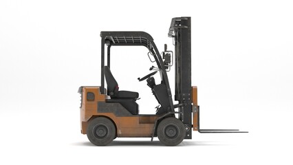 Side view of industrial forklift loader isolated on white background © Astro Vigital