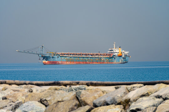 Trailing suction hopper dredger off the coast of Dubai
