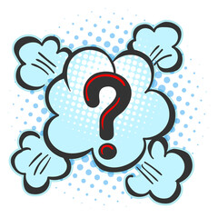 Comic explosion smoke cloud with red question mark © vectortatu