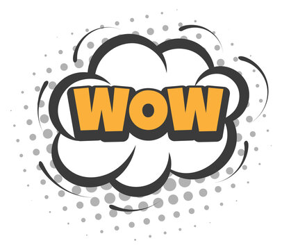 Wow pop art sticker. Comic sound effect