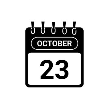 October 23 calendar icon, minimal black and white date icon for October 23.