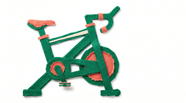 Green indoor cycling bike made from colorful clay  