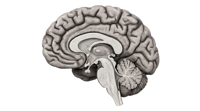 Transparent Anatomical Brain Cutaway Showing Internal Structures