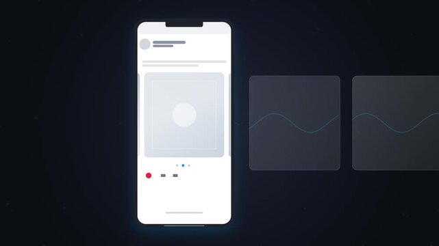 Vector mockup of a mobile phone app featuring a profile page with a sliding image gallery and interactive UI elements