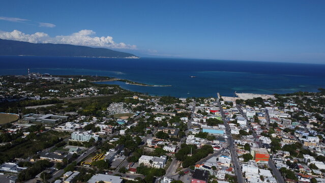 Aerial Cityscape of Barahona on the Caribbean Coast, Dominican Republic