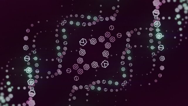 Complex Multi Level Digital DNA Helix Cyan and Pink 3D