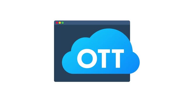 Animated OTT cloud icon for streaming service