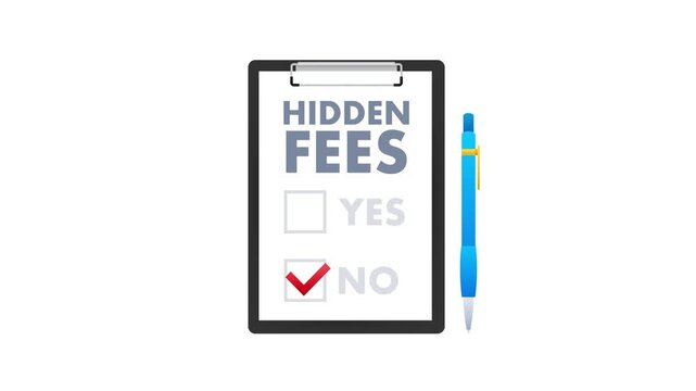 Hidden fees clipboard animation with no selection