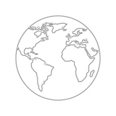 Obraz premium Globe Earth Map Outline Icon Line Art World Vector Illustration
