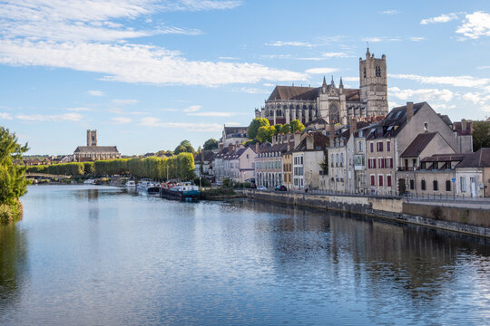 View of the city of Auxerre near the Yonne River &ndash; France