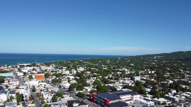 Aerial View of Barahona Coastal Town Against Caribbean Sea, Dominican Republic