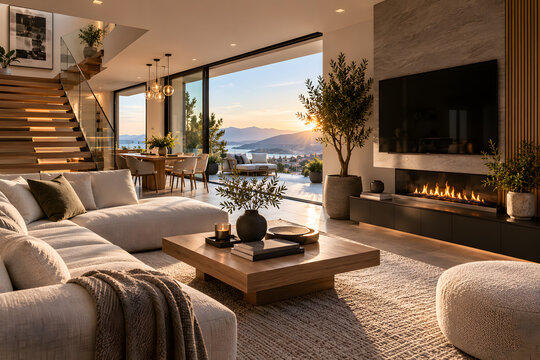 Modern Luxury Living Room with Ocean View