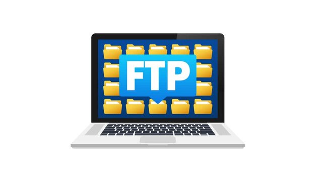 Laptop computer screen showing ftp file transfer protocol