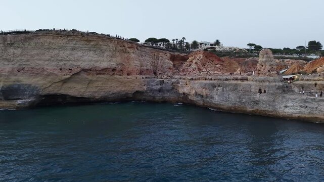 Scenic aerial view of algar seco caves in carvoeiro, portugal