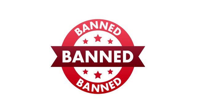 Red banned rubber stamp seal animation