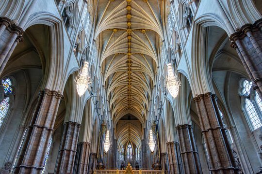 Interiors of Westminster Abbey in London, UK