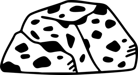 Hand-drawn black and white spotted stone rock doodle illustration © Creative Studio