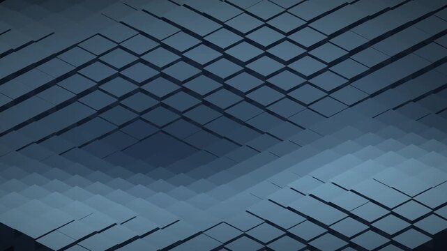Abstract geometric pattern of blue squares receding into darkness with subtle gradient lighting