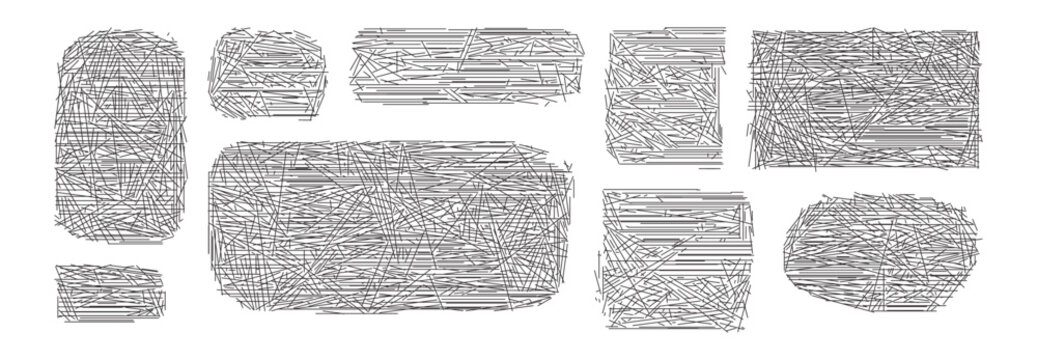 Frame rectangle doodle scribble, text box shape line pencil hand drawn. Border square crayon texture, scratch organic banner. Effect pen childish collage set isolated on white bg. Vector illustration