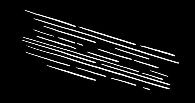 Black speed lines seamless loop black and white overlay. Doodle preset good for speed up effect rocket aeroplane snail or any other business subject animated. Cartoon animation black linear element.
