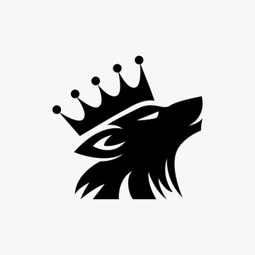 Howling wolf wearing a royal crown vector