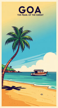 Vintage Travel Poster of Goa Beach, India
