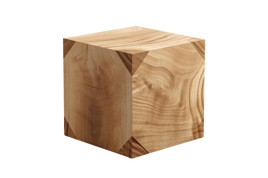 Solid natural wood cube pedestal