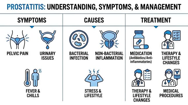 Prostatitis medical overview explaining symptoms causes and management options.